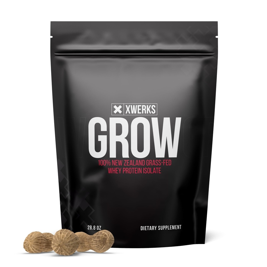Xwerks Grow 100% New Zealand Græs Fed Whey Protein, 23g Pure Isolate Protein Powder Per Servering, All Natural Paleo og Keto Friendly, Soy Free Gluten Gratis nem at Digest, Peanut Butter, 30 Servere