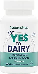 Natures Plus Say Yes to Dairy - 50 Chewable Tablets - Natural Lactase Enzyme Supplement, Maximum Strength Digestive Aid, Lactose Intolerance Relief - Gluten-Free - 50 Servings
