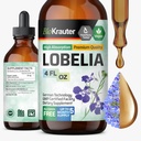 BIO KRAUTER Lobelia tinktur til Lung Cleanse & Detox - Pure Vegan Lobelia Herb Liquid Extract - 4 Fl.Oz 168 forsyningsdage - respiratorisk support supplement - Alkohol & sukker fri, ikke-GMO