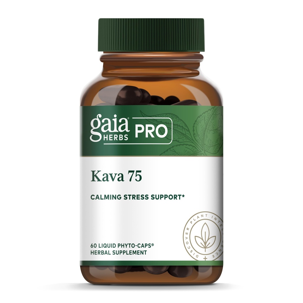 Gaia Herbs PRO Kava 75 - Stress Support - Hjælpemidler en følelse af rolig & afslapning - 60 flydende Phyto- Caps