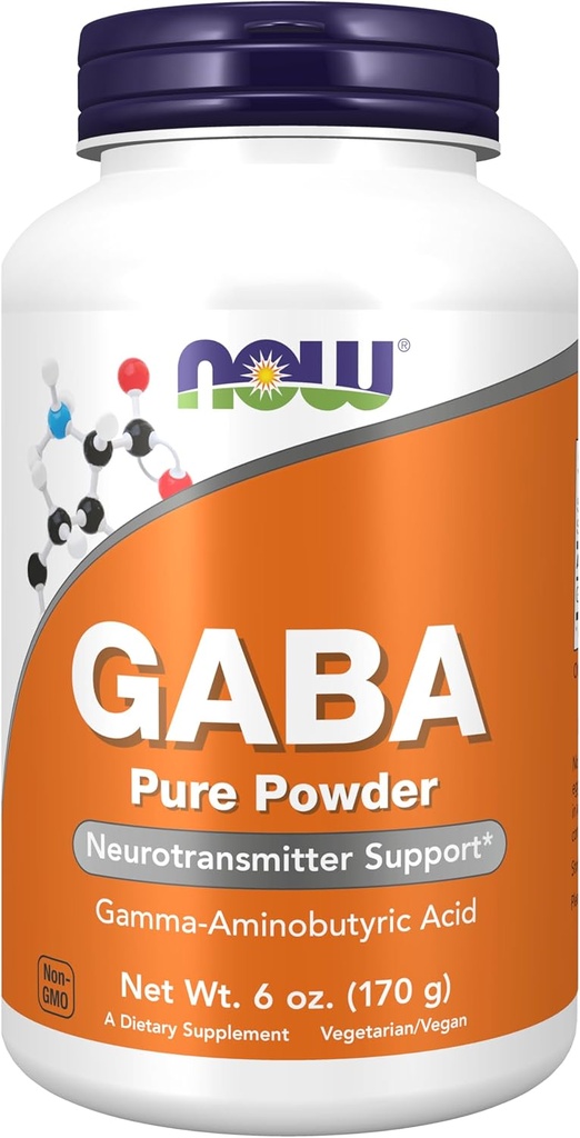 Now Foods Supplements, GABA (Gamma- aminosmørsyre) Powder, Neurotransmitter Support *, 6 - Ounce