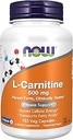 Now Foods Supplements, L- Carnitin 500mg, Pure Form, Aminosyre, Fitness Support *, 180 Veg Kapsler