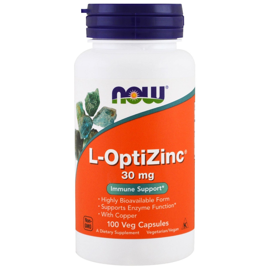 NOW Opti L- zink, 30 mg, 100 kapsler (pakning med 3)