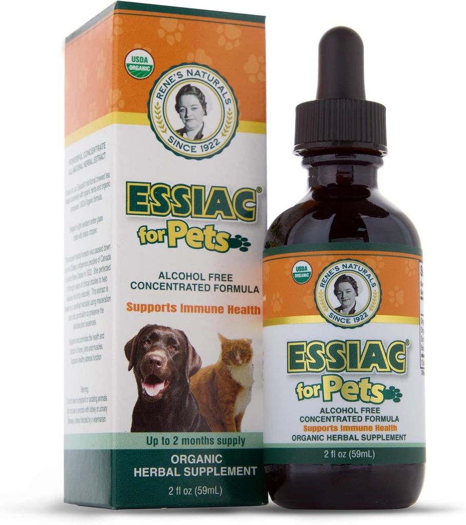 Essiac for Kæledyr124; USDA Organic Measures 124; Daily Drops for Immunsupport and Longevity Measurement 124; Pre- Measured Dropper Measurement 124; Alkoholfri koncentreret Formel 124; 2oz (59ml)