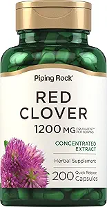 Piping Rock Red Clover 1200mg | 200 Capsules | Herbal Supplement | Blossom Extract | Non-GMO, Gluten Free