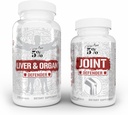 5% Nutrition 2- Stack; Lever og organ Defender med NAC + Joint Defender Meader 124; Lever, Nyre, & Heart Support + Collagen, Glucosamin, Chondroitin, MSM, Hyaluronic Acid, Gurkemeje w / Bioperine