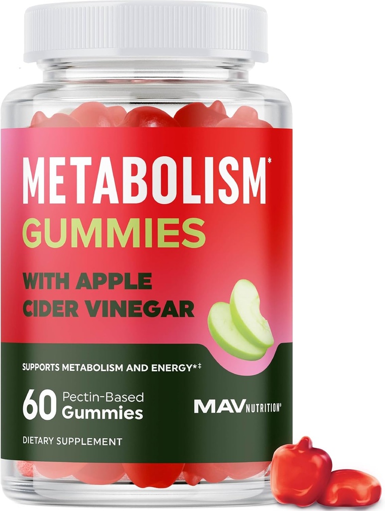 Metabolisme Gummies med Apple Cider Vincible 124; Energi, fordøjelse & Lean Body Mass Support