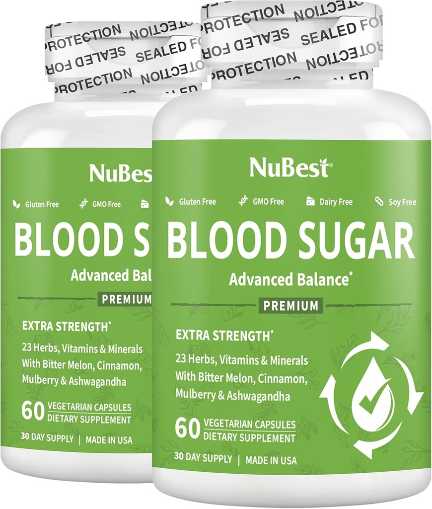 Blood Sugar - Advanced Formel med Bitter Melon, Ashwagandha, Kanel, Chrom, Magnesium, Vitamin, Alpha Lipoic Acid, Cayenne Pepper & Mere Buddy 124; Pack 2