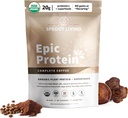 Spraut Living, Epic Protein, Plant Based Protein & Superfoods Powder, Komplet Kaffepulver 124; 20 Grams Organic Protein Powder, Adaptogens, Svampe, Vegan, Non- GMO, Gluten Free (1 Pound, 12 Servere)