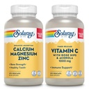SOLARAY Calcium Magnesium Zink og Timed Release Vitamin C - Bone Health, immunforsvar Bundle, 1000mg Calcium, 500mg Magnesium, 1000mg C-vitamin Supplement, Vegan, 60- dag garanti, 275 VegCaps hver