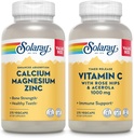 SOLARAY Calcium Magnesium Zink og Timed Release Vitamin C - Bone Health, immunforsvar Bundle, 1000mg Calcium, 500mg Magnesium, 1000mg C-vitamin Supplement, Vegan, 60- dag garanti, 275 VegCaps hver
