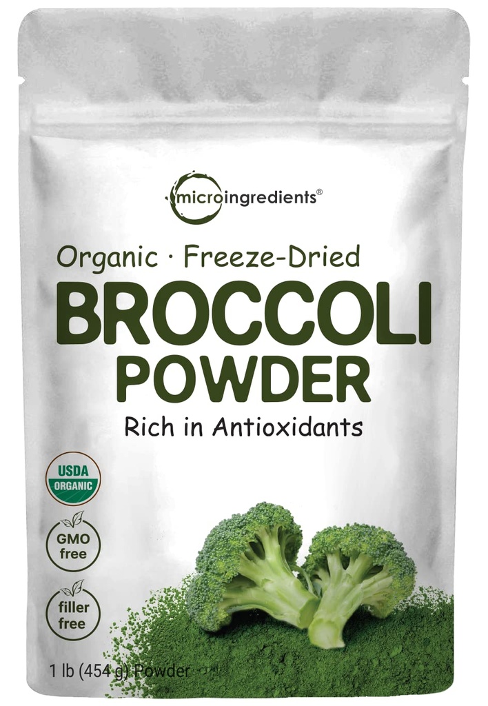 Organic Broccoli pulver, 1 Pound, Fryse Tørret, Indeholder naturlig DIM (Diindolylmethan), og rig på fibre og immunvitamin C, Green Superfood til Smoothie & Drinks, Vegansk Friendly