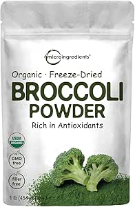 Organic Broccoli pulver, 1 Pound, Fryse Tørret, Indeholder naturlig DIM (Diindolylmethan), og rig på fibre og immunvitamin C, Green Superfood til Smoothie & Drinks, Vegansk Friendly