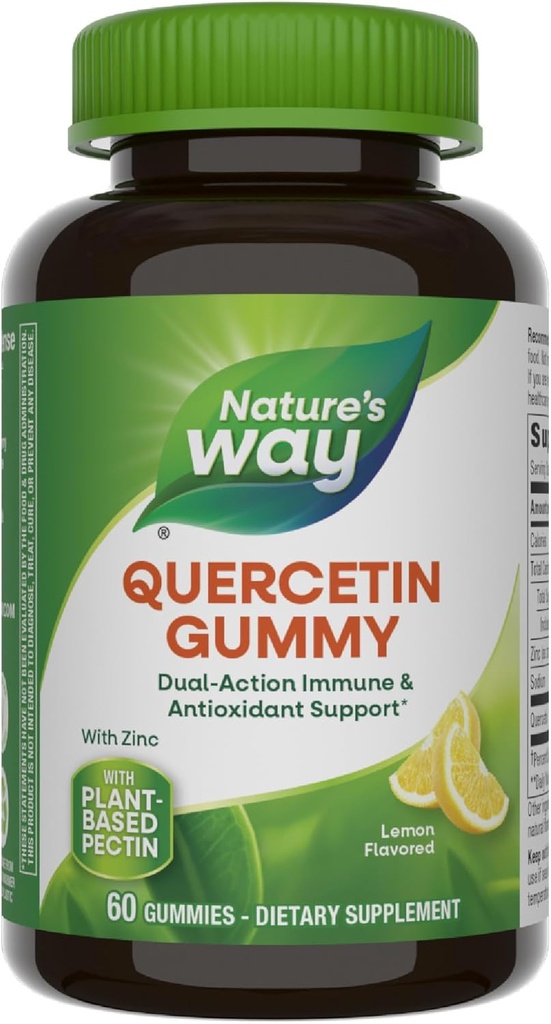 Nature 's Way Quercetin Gummies med zink, immunforsvar støtte *, kraftfuld antioxidant *, Lemon Flavored, 60 Gummies