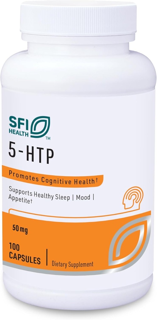 Klaire Labs SFI Health 5- HTP 50 mg - Hypoallergen 5- HTP fra Griffonia Seed Extract - Hydroxytryptophan Serotonin Support Supplement til Promote Mood (100 kapsler)