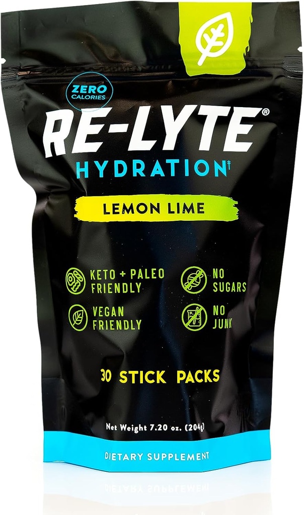 REDMOND Re- Lyte Electrolyte Drink Powder Mix (Lemon Lime), 30 Stick Packs
