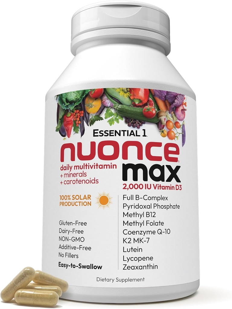 ANDREW LESSMAN Essential-1 Multivitamin 2000 IE D3 30 små kapsler - 100 mcg methyl B12. CoQ10 Lutein Lycopene Zeaxanthin. High Potency. Ingen tilsætningsstoffer. Ultra-Mild. En daglig kapsel