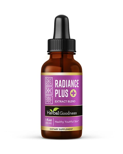 Herbal Goodness Radiance Boost flydende kollagen 1oz - Vital Proteins kollagen peptider, Liposomal Glutathion, hår hud negle Vitamin til kvinder & mænd - Glow- enhancing Collagen flydende formel