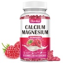 Calcium Magnesium Zinkgummier, Calcium Magnesium 2: 1 forhold med vitamin D3, K2, B6, B12 for ben styrke, muskelfunktion & nerve sundhed, ekstra Absorption Formel, Vegan, Raspberry Flavor 60 gummies