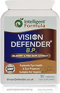 Vision Defender BP Eye Supplement: Bilbær og Pine Bark Ekstrakter til øje tryk og øje sundhedsstøtte (60 Veganske kapsler)