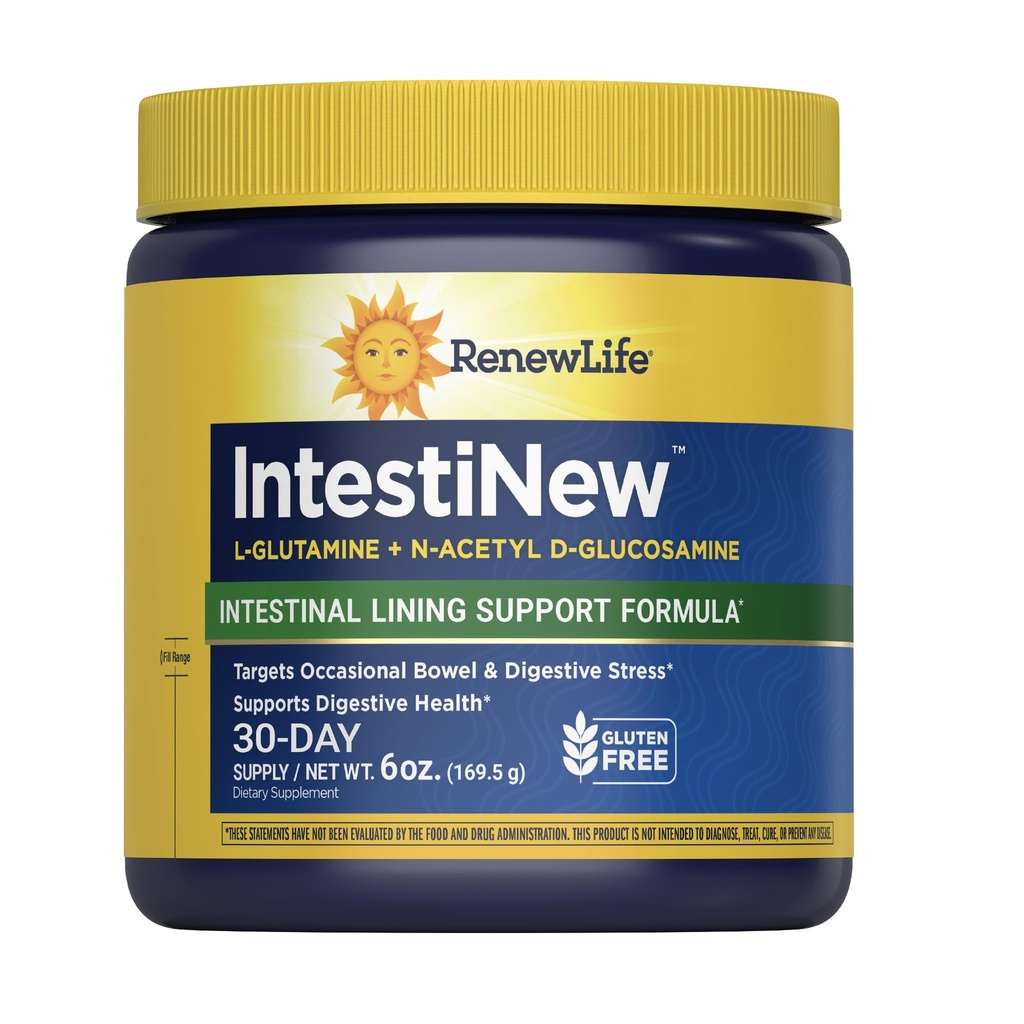 Renew Life IntestiNew Intestinal Lining Support Formel, Powder Supplement understøtter fordøjelsessygdomme, L- Glutamin, Dairy, Soy og glutenfri, 5,7 oz.
