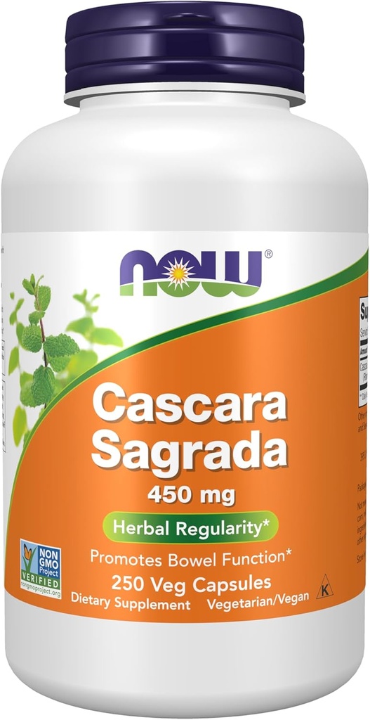 Now Foods Supplements, Cascara Sagrada (Rhamnus purshiana) 450 mg, Herbal Regularity *, 250 Veg Kapsler