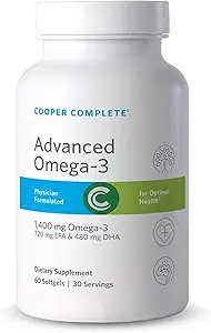 Cooper Complete - Advanced Omega 3 - Fish Oil Supplement, Koncentreret EPA + DHA Omega-3 Fedtsyrer 1400 mg - 30 dages forsyning