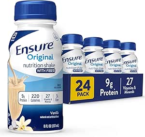 Sikre original vanilje Nutrition Shake med Fiber Meal Erstatning Shake 124; Klar til at drikke 124; 9g Protein, 27 Vitamin og mineral Meal Shake 124; 8 fl oz - 24 Pack