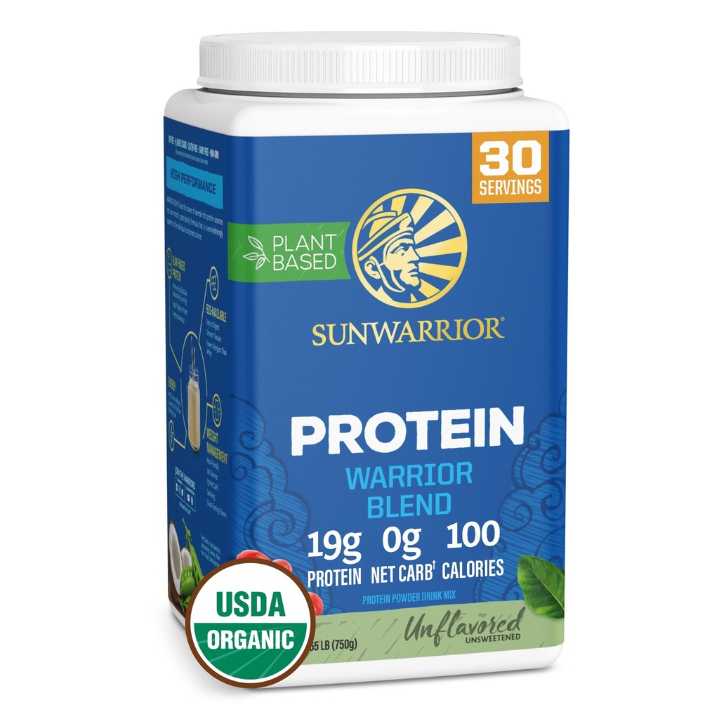 Vegansk Organisk Protein Powder Plant- baseret BCAA Aminosyrer Hemp Seed Soy Free Dairy Free Gluten Free Synthetic Free NON- GROMED 124; Unflavored 30 Serveringer Budd124; Warrior Blend by Sunwarrior