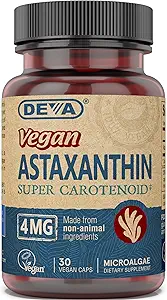 Deva Nutrition Vitamin Astaxanthin 4mg, Vegan, Lavet af Haematococcus Pluvialis Mikroalger, 30 kapsler, 1- Pack