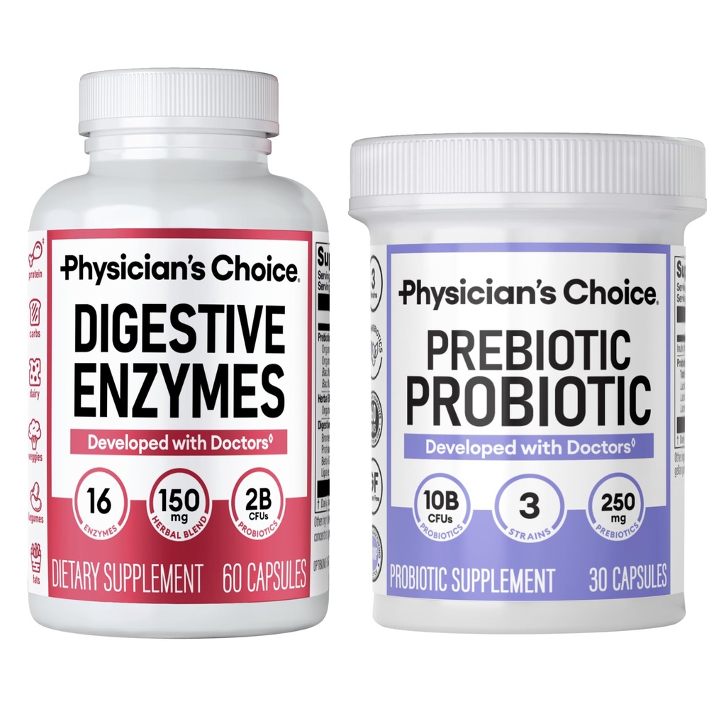 Lægens CHOICE Prebiotic- Probiotic + fordøjelsesenzymer 60CT - fordøjelsessygdomme Bundle