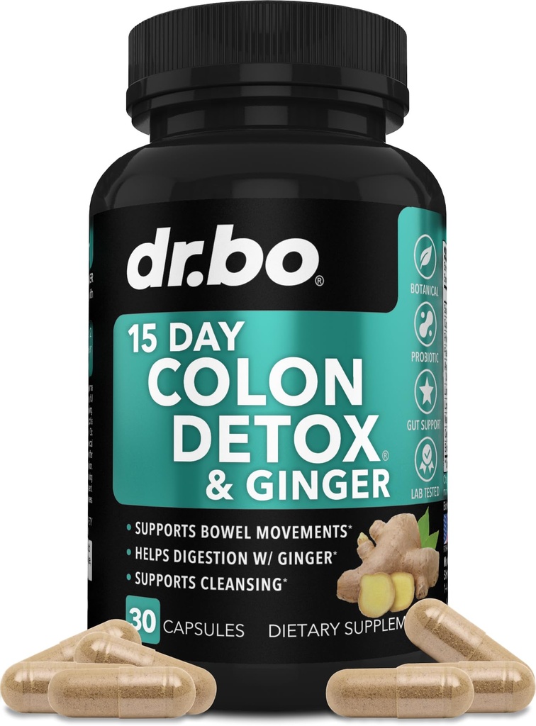 Colon Cleanser Detox til Vægt Flush - 15 dages Colon Cleanse piller med ingefær - Hurtig Natural Laxative, Forstoppelse Relief, tarmbevægelse Kosttilskud til Intestinal Mave Bloating Gut Loss Support