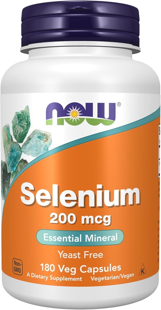 Now Foods Supplements, Selen (L- Selenomethionin) 200 mcg, Essential Mineral *, 180 Veg Kapsler
