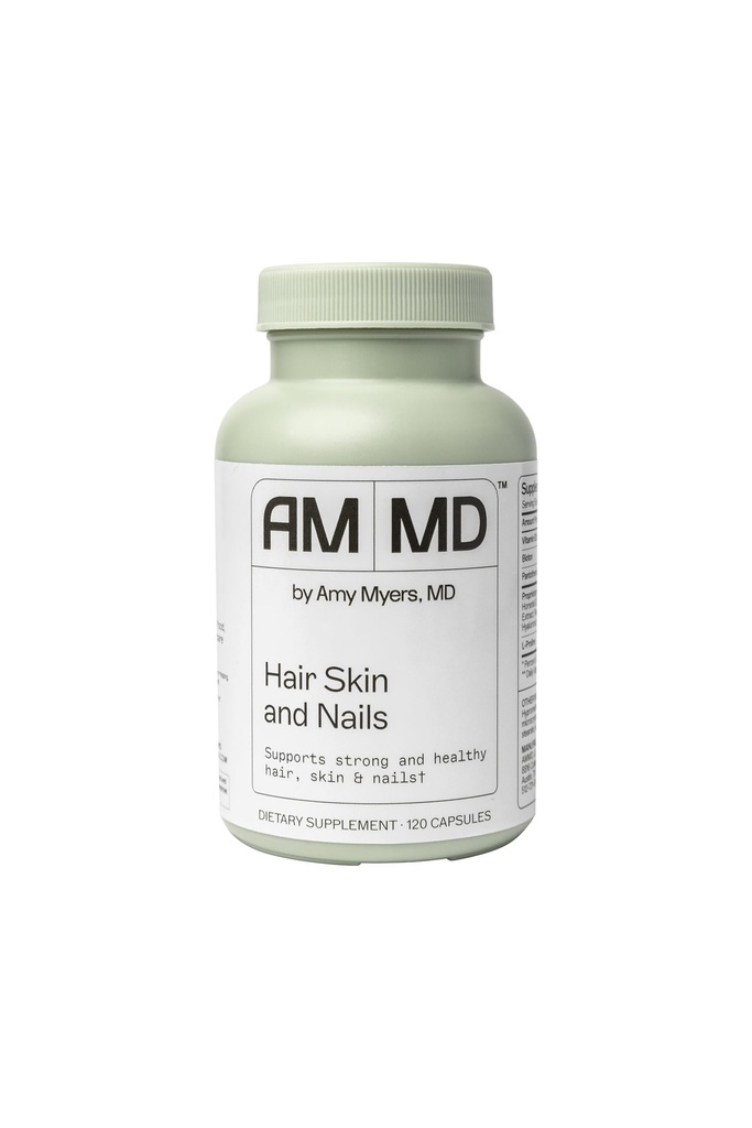 Amy Myers MD hår hud og negle - understøtter stærk hår, strålende hud og sunde negle - L-Proline, hestehale, hyaluronsyre - Glutenfri - 120 kapsler (30 Servere)