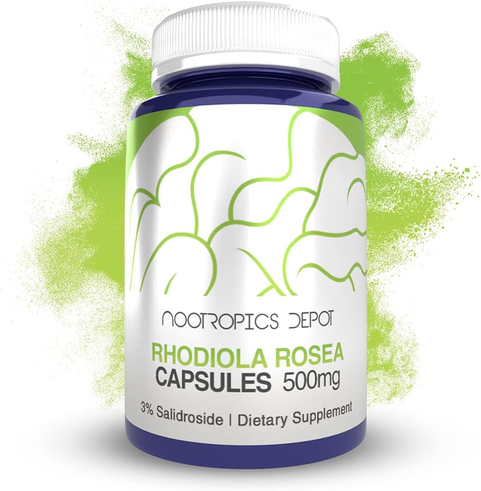 Rhodiola Rosea Capsules | 500mg | 3% Salidroside | 120 Count | Adaptogen Herb | Ayurvedic Supplement | Supports Healthy Stress Levels | Promotes Brain Health