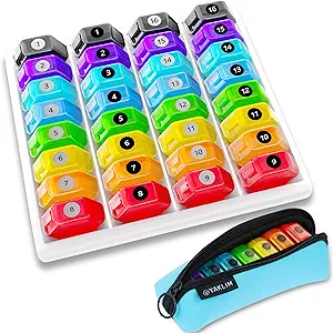 Månedlig Pill Organizer 1- Time a- Day: 30 Day Pill Organizer med etiketter, Bærbar Månedlig Pill Box, Måned Pill Holder ith Bærbar lynlås taske til vitamin, medicin, fiskeolie, Kosttilskud