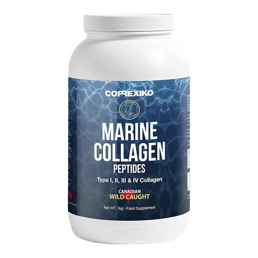 Hydrolyseret Marine Collagen Peptider Pulver. Canadisk Wild- fanget fisk hud (ikke skalaer) -Colageno Hidrolizado en Polvo- Vital Protein Supplement for hud, hår, joints og fordøjelse, Marine pulver (1 kg)