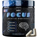 Nootrop Strongest Focus Supplement - Klinisk bakkede ingredienser Lavet i USA - Scientific Backed Doses - Supplement til Brain Fog - AlphaGPC, Lions Mane, Rhodiola og mere 10: 1 90 Kapsler