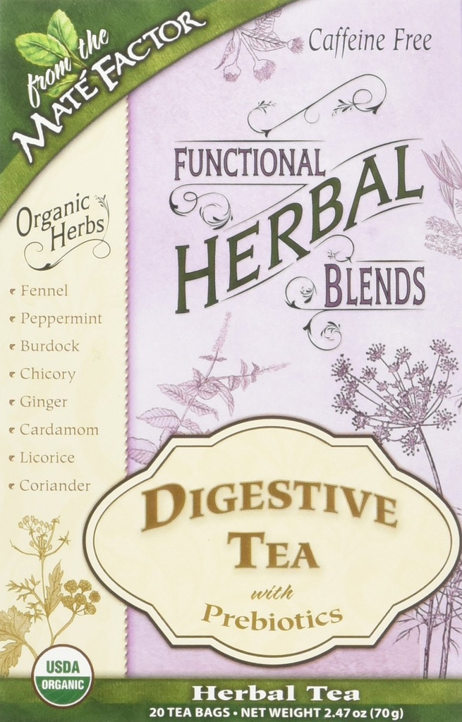 Mate Factor Functional Herbal Blends - fordøjelig te med Prebiotics 20 Bag (S)