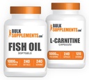BulkSupplements Fish Oil 1000mg Softgel + L- Carnitin Capsules Bundle