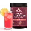 Ancient Nutrition Hydrolyzed Collagen Peptider Pulver med Probiotika, Jordbær Lemonade Multi Collagen Protein for kvinder og mænd med C-vitamin, 45 Servering, Understøtter hud og negle, Gut sundhed, 18