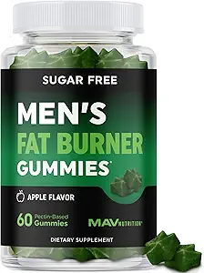 Men’s Fat Burner Gummies for Weight Loss | Green Tea, Green Coffee Bean, Garcinia Cambogia & Ketones | Belly Fat Burner for Men Weight Loss Gummies | Apple Flavored, Pectin-Based | 60 Gummies