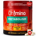Oh! mino Metabolisme Support for Effektiv fedt til energi konvertering w / L- Carnitin, Phenylcapsaicin, & vitamin B3 - Non- Jitters, Stimulant- Free, Vegan, Non- Dairy Capsules (60 Servere)