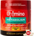 Oh!mino Metabolism Support Supplement for Efficient Fat to Energy Conversion w/L-Carnitine, Phenylcapsaicin, & Vitamin B3 - Non-Jitters, Stimulant-Free, Vegan, Non-Dairy Capsules (60 Servings)