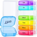 AUVON ekstra store ugentlige pilleorganizer, Bærbar separat pilleboks 7 dag Slots Fit Pocket & Purse, Pill sag med dobbelt beskyttelse for rejser, Pill Container til store vitaminer, fiskeolier, kosttilskud