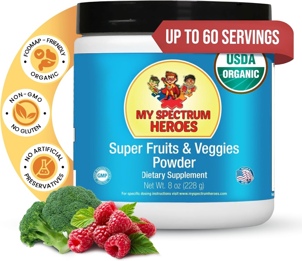 Min Spectrum Heroes Super Fruits and Veggies Powder - Whole Food Supplement - 16 Superfoods - Kraftfuld Antioxidant - Immunsygehjælp - Øger fordøjelsessygdomme - Non- GMO - Gluten- Free (228 Bedste)