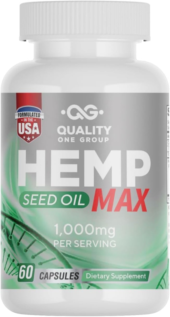 Hamp Seed Oil Capsules 1000mg med Triple Omega 3 6 9 Yep 124; Organisk tillæg med essentielle fedtsyrer til fælles støtte Afslapning af kød og hud sundhed - 60 flydende Vegansk kapsler, non-GMO, Made in USA.