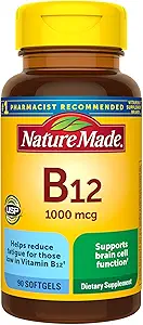 Nature Made Vitamin B12 1000 mcg, Kosttilskud for energi Metabolisme Support - 90 Softgels.,