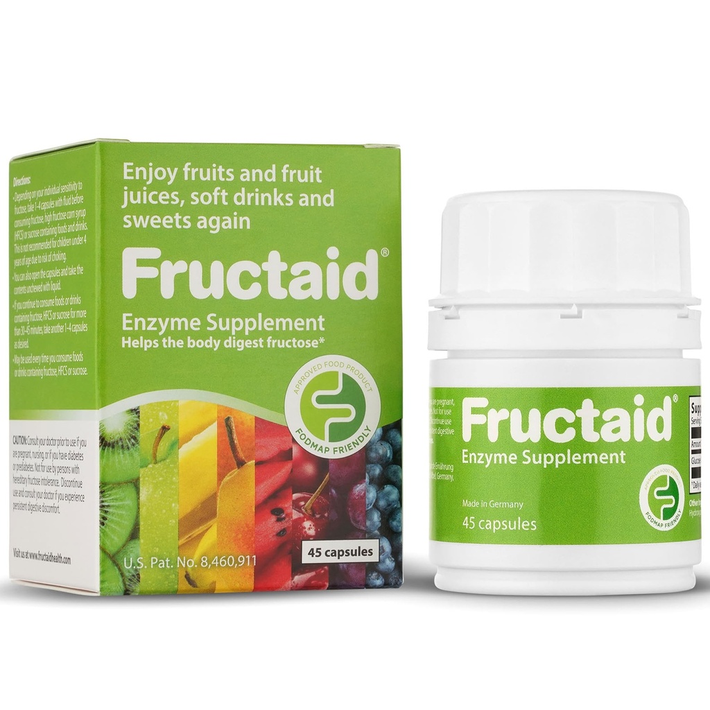 Enzyme supplement - 45 kapsler, så du kan nyde frugter, frugt safter, bløde drikke, og Sweets igen, kosttilskud, glutenfri, laktosefri