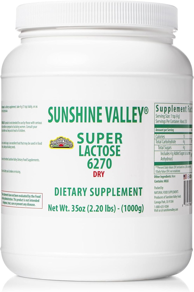 Sunshine Valley ® Super Lactose Dry Powder (GRATIS FLOW POUR) - Natural Sweettener & Bagning Enhancer, Pulveriseret sukker til madlavning & fødevarer blandinger, Food Stabilizer & Filler - 35 Oz